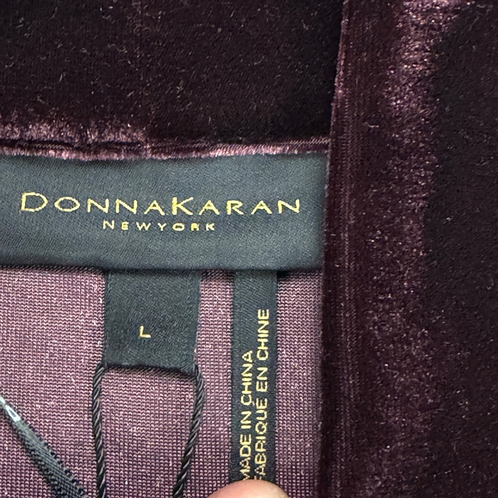 Donna Karan New York Velvet Twist Front Midi Dress Falling Leaves Purple L $165 - Picture 5 of 15